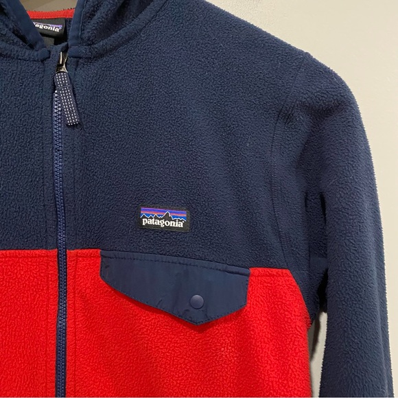 PATAGONIA Kids' Micro D Snap-T Fleece Jacket Size Large 12 Red Blue - Picture 3 of 10
